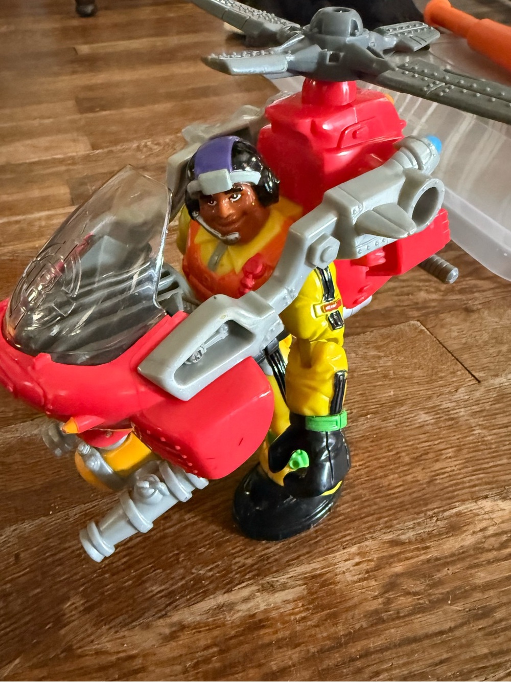 Vintage 1999 Fisher Price Rescue Heroes Hal E Copter Helicopter & Figure